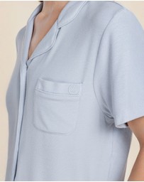 Gingerlilly - Lyon Ribbed Short Sleeve Button Up Top