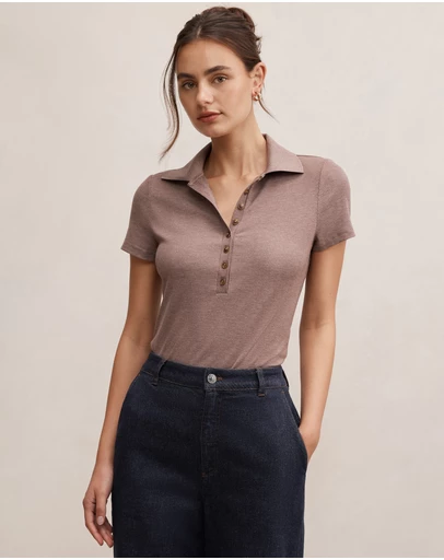 Forever New - Aaliyah Ribbed Polo Top