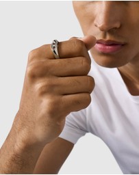 Diesel - Oval D Logo Silver Tone Ring