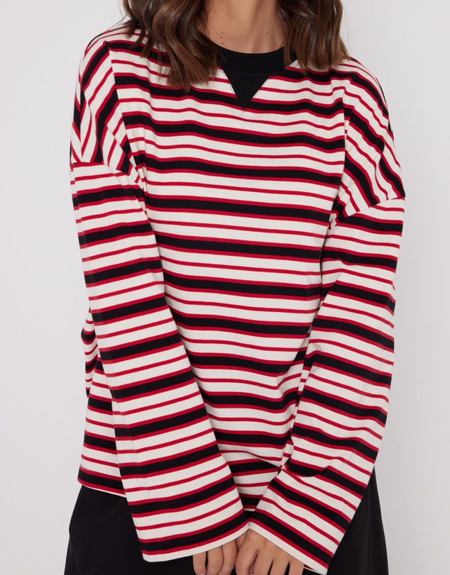 ALEXANDRA - Sable Long Sleeve Top Red Stripe