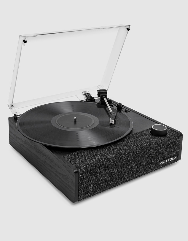 Victrola - Victrola Eastwood II Turntable - Black + Bundled Crosley Record Storage Display Stand