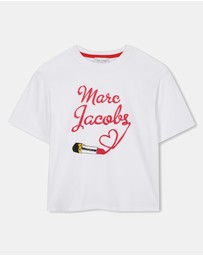 Marc Jacobs - Lipstick Logo Script T-Shirt - Kids-Teens