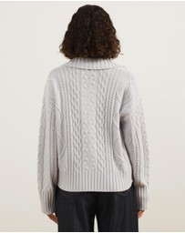 Atmos&Here - Faye Cable Knit Pullover with Collar