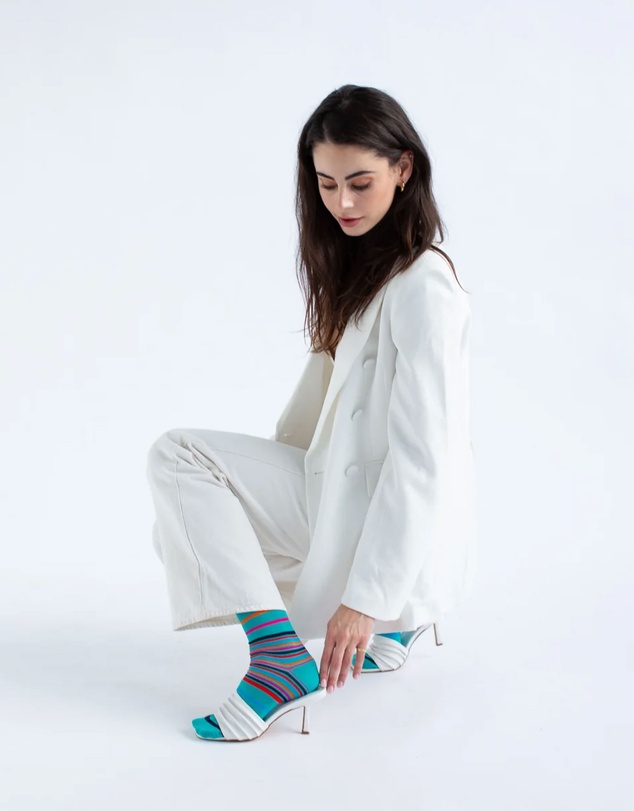 Swanky Socks - Teal Multi Stripes