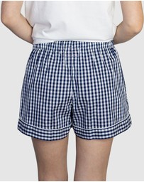 Sant And Abel - Women's Hepburn Gingham Navy Boxer Shorts