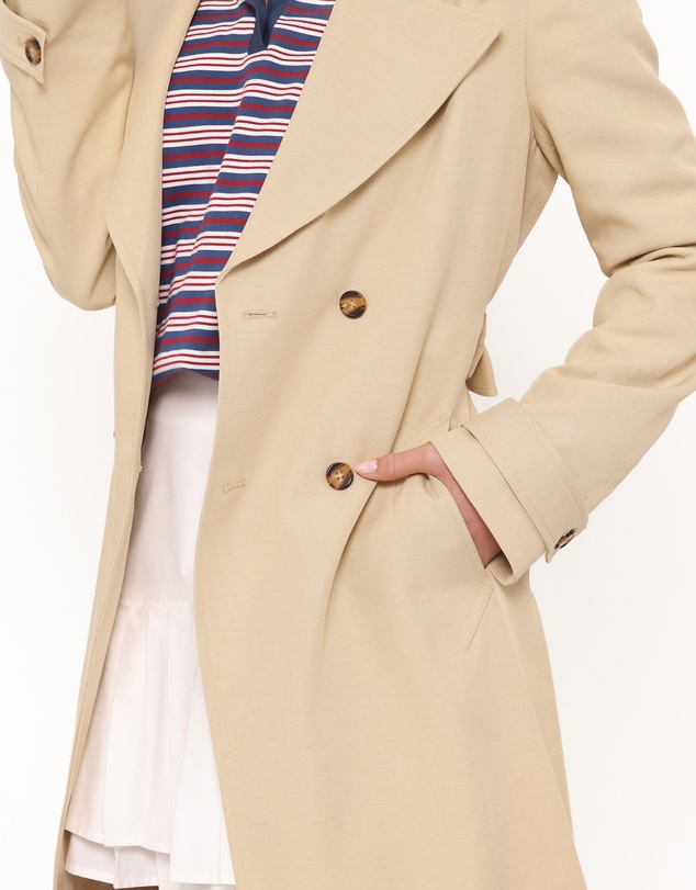 Petal & Pup - Angelique Linen Trench Coat - Oat Linen