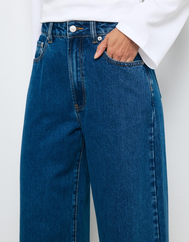 AERE - High Rise Wide Crop Jeans