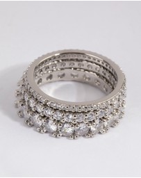 Lovisa - Silver Cubic Zirconia Triple Band Ring