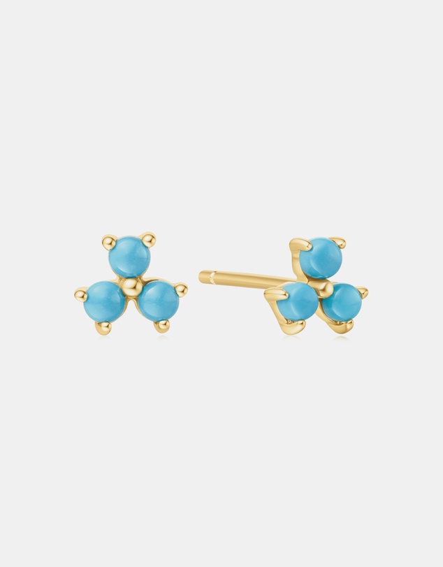 Ania Haie - Ania Haie Gold Lab Created Turquoise Lotus Stud Earrings