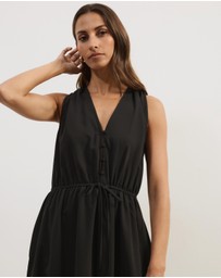 Atmos&Here - Cleo V-Neck Cinched Waist Midi Dress