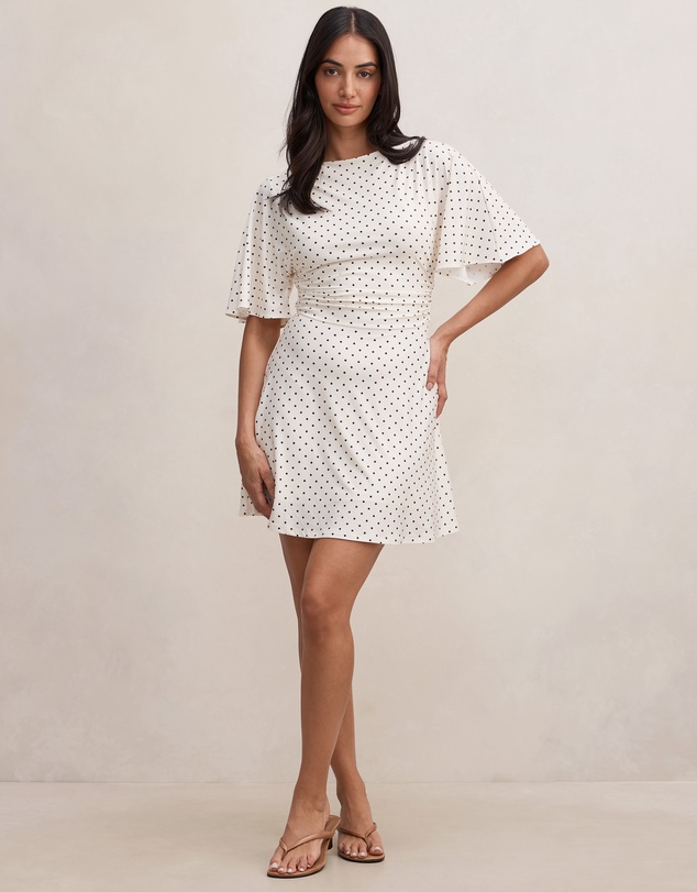 Forever New - Cora Flutter Sleeves Tie Mini Dress