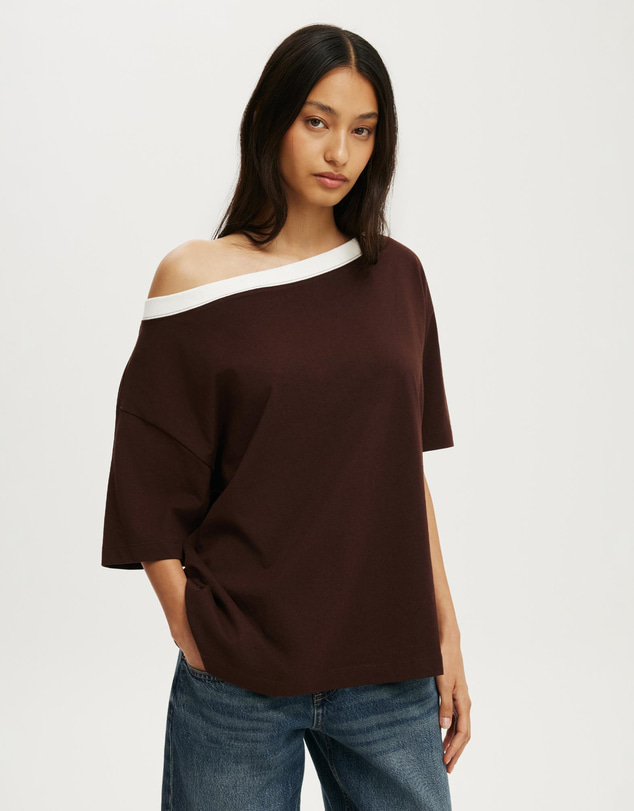 Cotton On - Boxy Off Shoulder Short Sleeve Tee