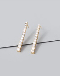 Wanderlust + Co - Pave 14K Gold Vermeil Tennis Earrings