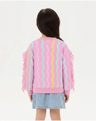 Rock Your Kid - Candy Stripe Funky Fringe Sweatshirt