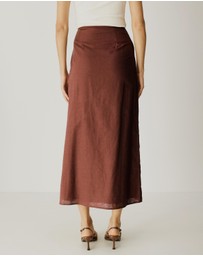 Atmos&Here - Alva Linen Blend Wrap Midi Skirt