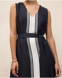 Trenery - Linen Blend Border Print Dress in Night Sky
