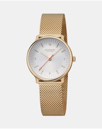 Mondaine - Mondaine Doppio Gold Plated Stainless Steel 33mm Watch