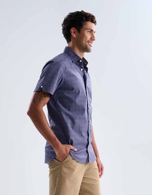 3 Wise Men - 3 Wise Men Isle Print Short Sleeve Shirt