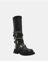 Steve Madden - Kannonball Black Leather Boots