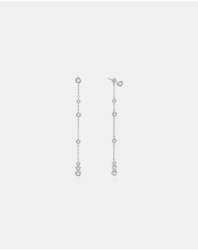 Ania Haie - Silver Cascade Station Drop Stud Earrings