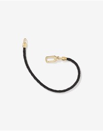 Michael Hill - Men's Black Leather Braided Bracelet with 10kt Yellow Gold