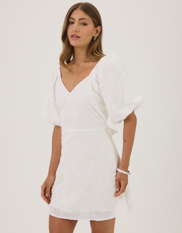Atmos&Here - Miya Broderie Mini Puff Sleeve Dress