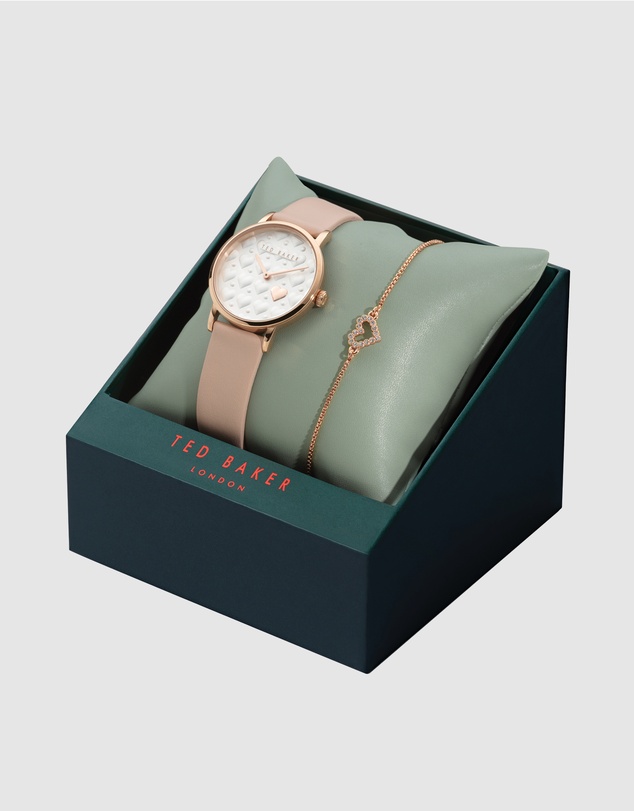 Ted Baker - Staciie Hearts Pink 32mm Watch & Bracelet Gift Set
