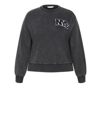 City Chic - Plus size NYC Storm Sweatshirt - charcoal