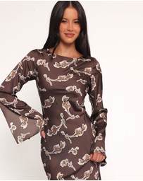 Petal & Pup - Maia Long Sleeve Maxi Dress - Chocolate Orchid