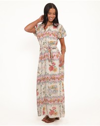 Petal & Pup - James Button Through Maxi Dress - Rose Tile