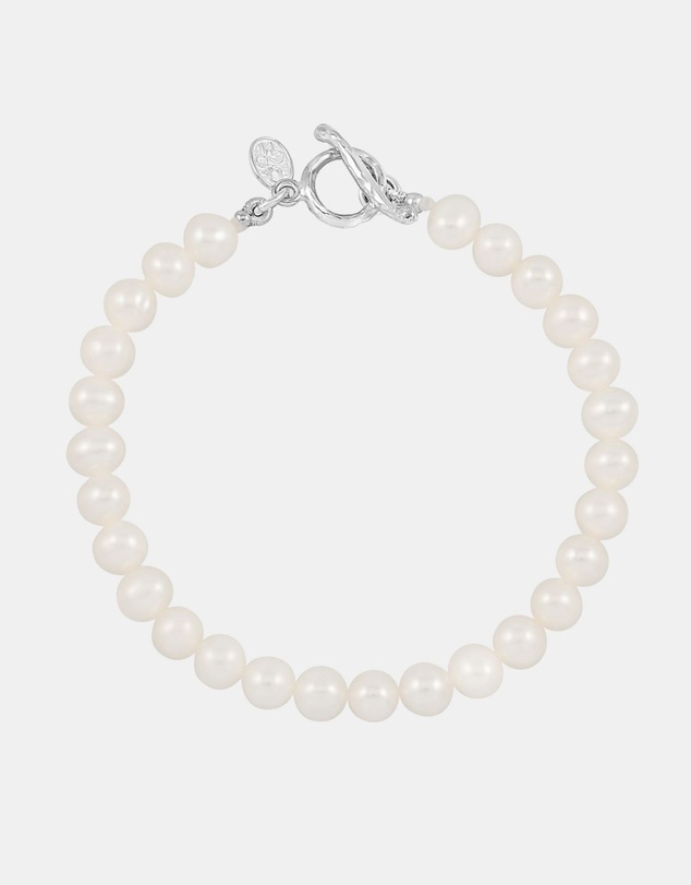Dower & Hall - Men's White Pearl Bracelet In Sterling Silver