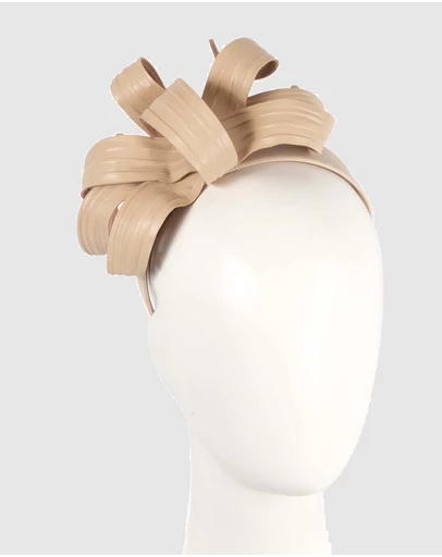 Max Alexander - Leather Leafs Nude Headband Fascinator