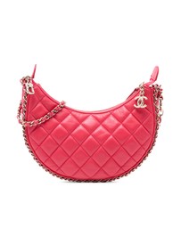 Pre-Loved by Azura Reborn - Pre-Loved Small Quilted Lambskin Chain Around Hook Hobo Bag