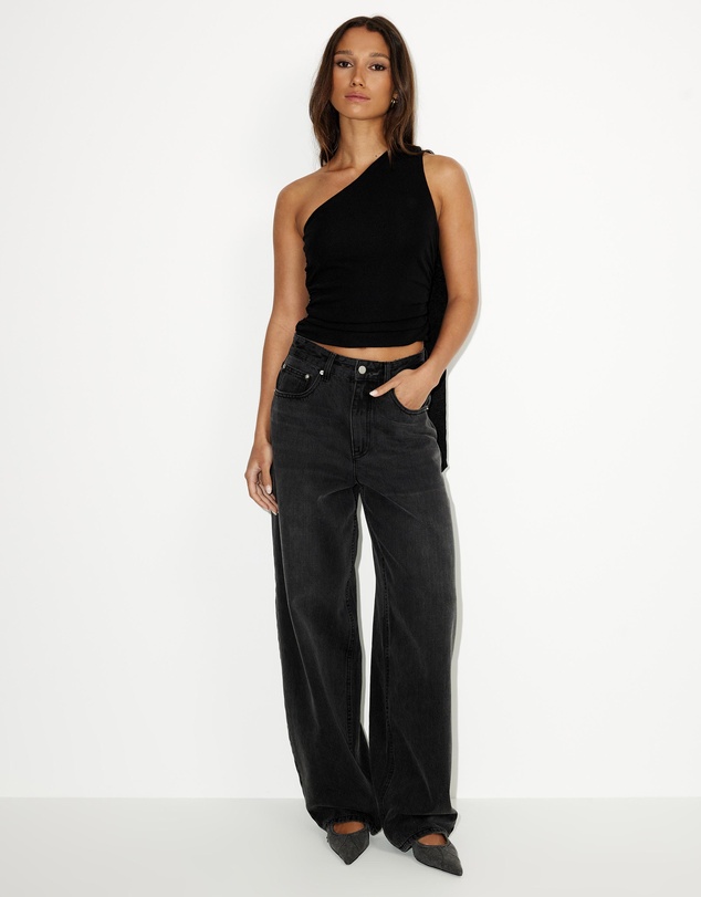Dazie - After Party Neck Tie One Shoulder Top