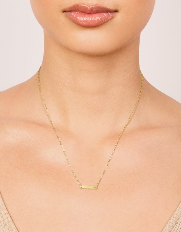 Lovisa - Waterproof Gold Plated Stainless Steel Mini Engravable Bar Necklace