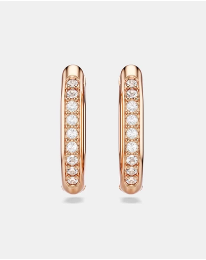 Swarovski - Dextera hoop earrings, Octagon shape, Round cut, Small, White, Rose gold-tone plated
