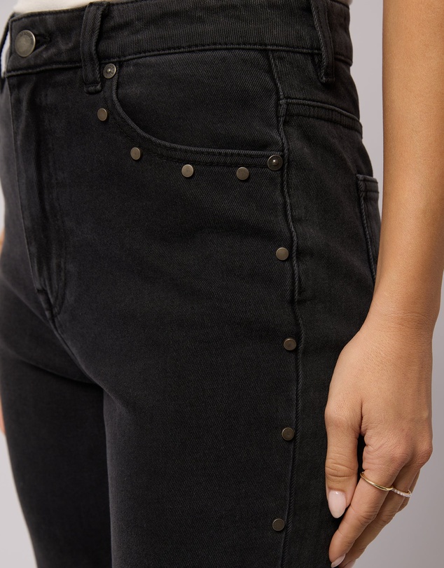 All About Eve - Tia Flare Stud Jean Washed Black