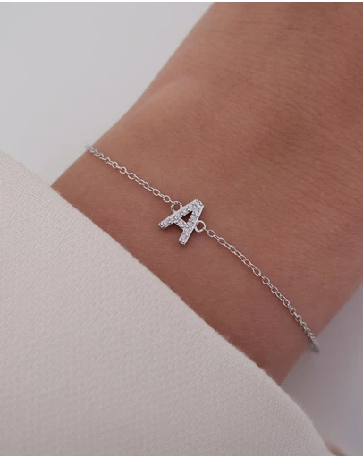 The Silver Collective - A-Z Letter Bracelet Silver - A