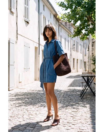 The Fated - Twila Chambray Mini Shirt Dress