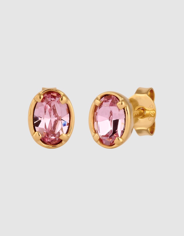 Elli Jewelry - Crystal Oval Stud Earrings in Gold-Plated 925 Silver