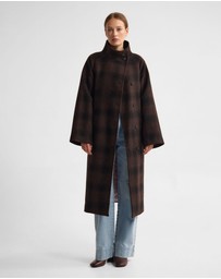 Oxford - Edi Check Funnel Collar Wool Coat