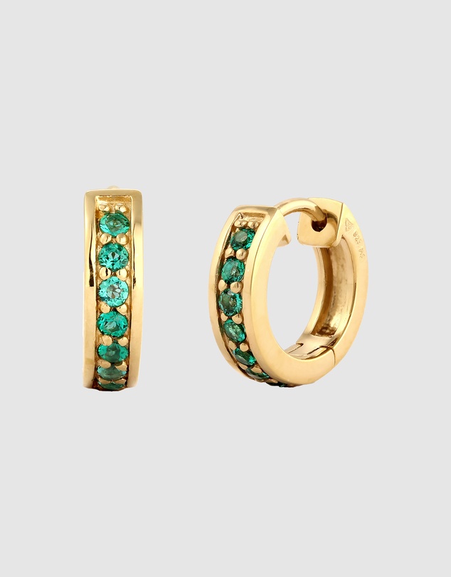 Elli Jewelry - Emerald Hoop Earrings in Gold-Plated 925 Silver