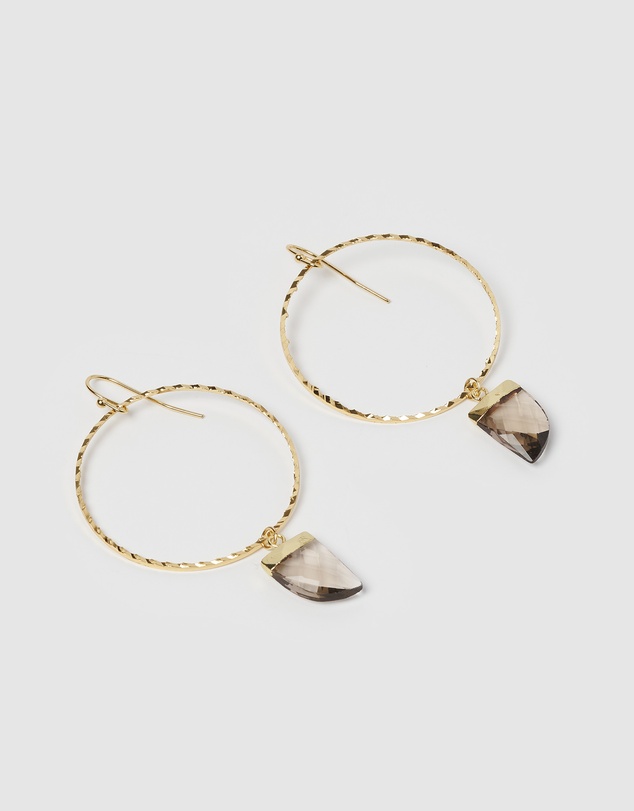 Miz Casa and Co - Stone Charm Hoop Earrings
