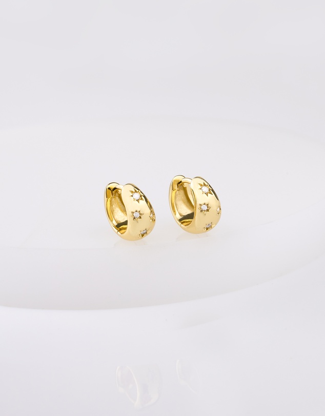Wanderlust + Co - Teardrop Constellation 7mm Baby Huggie Earrings
