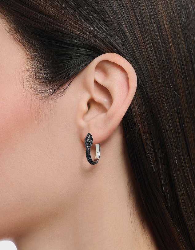 THOMAS SABO - Snake hoop earrings with black zirconia