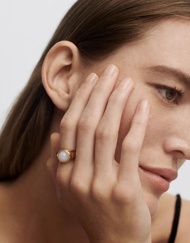 PDPAOLA - Blue Lace Agate Moon Ring