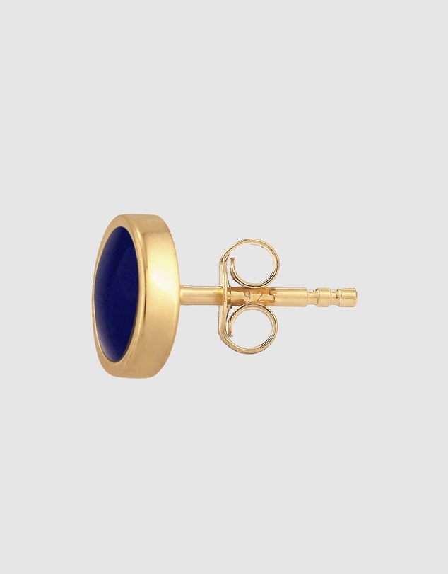Kuzzoi - ICONIC EXCLUSIVE - Earrings Male Basic Circle Geo Enamel Blue 925 Sterling Silver Gold Plated