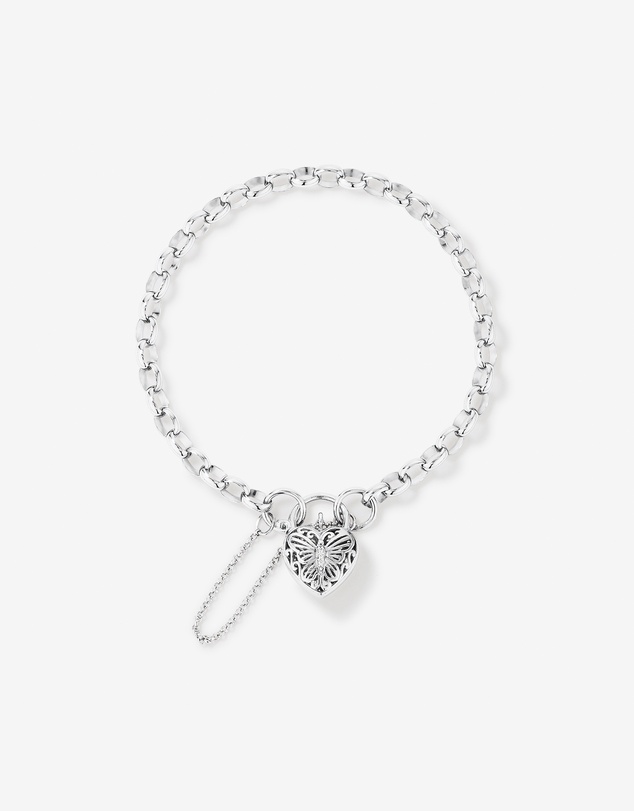 Michael Hill - Cubic Zirconia Butterfly Padlock Belcher Bracelet in Sterling Silver