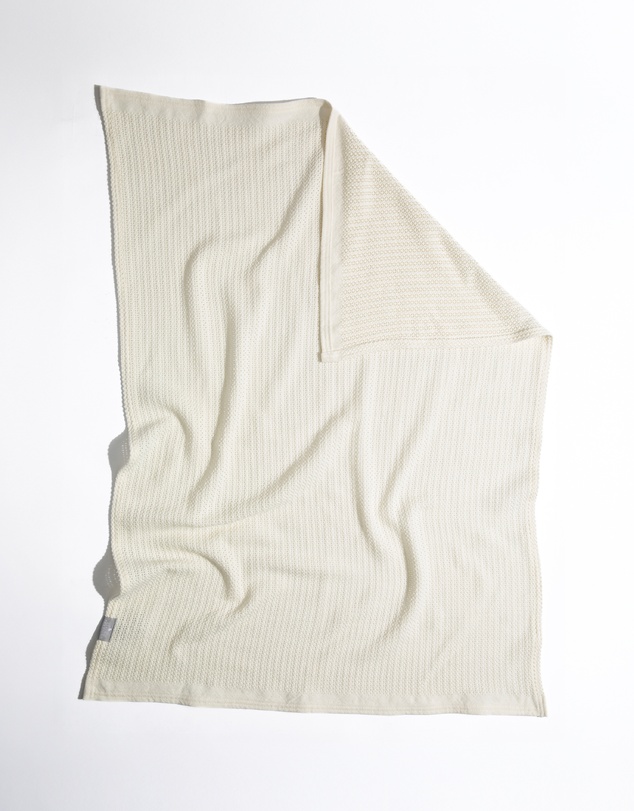 Living Textiles - Cotton Cellular Blanket - Natural White