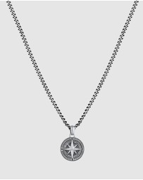 Kuzzoi - ICONIC EXCLUSIVE - Necklace Curb Chain Compass Solid 925 Sterling Silver